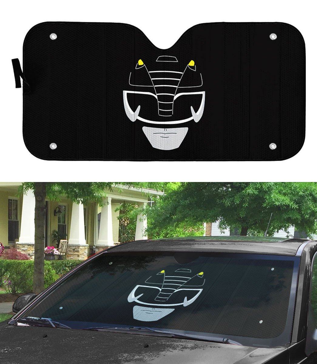 Gearhumans 3D Mighty Morphin Power Rangers Black Ranger Custom Car Auto Sunshade