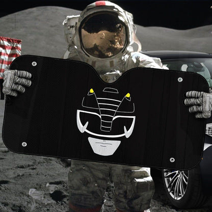 Gearhumans 3D Mighty Morphin Power Rangers Black Ranger Custom Car Auto Sunshade