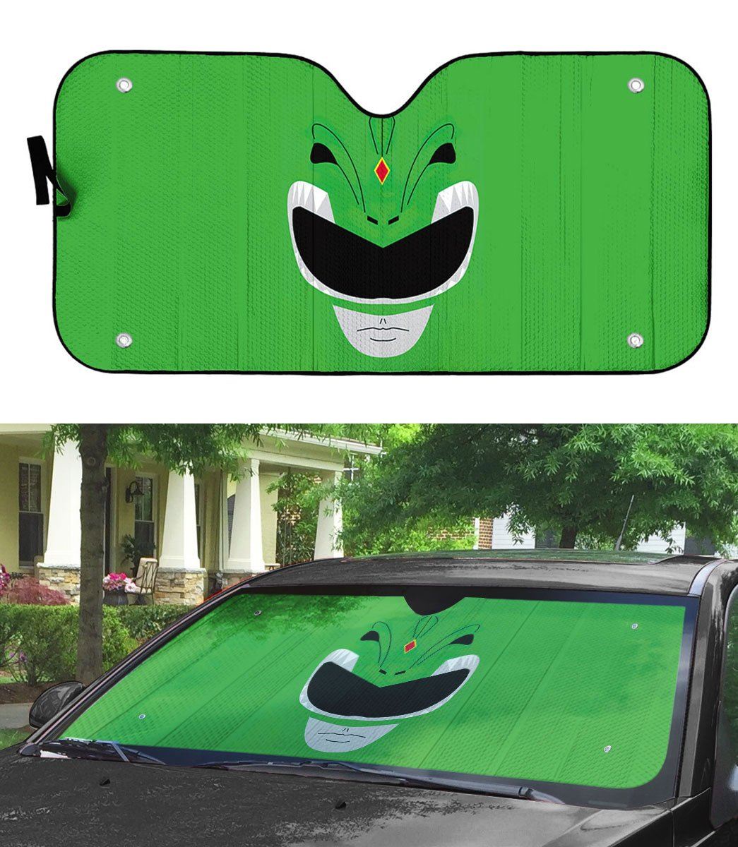 Gearhumans 3D Mighty Morphin Power Rangers Green Ranger Custom Car Auto Sunshade