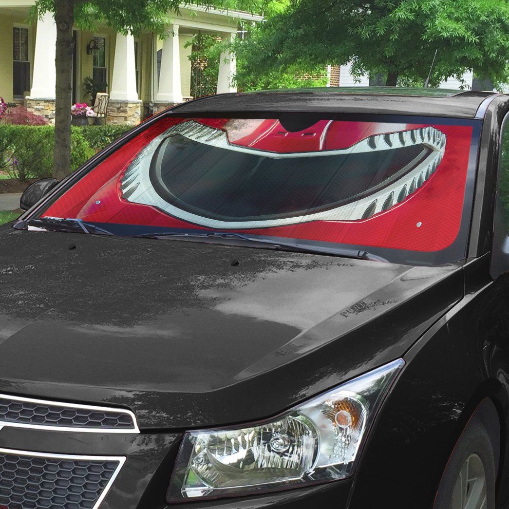 Gearhumans 3D Mighty Morphin Red Power Ranger Helmet Custom Car Auto Sunshade