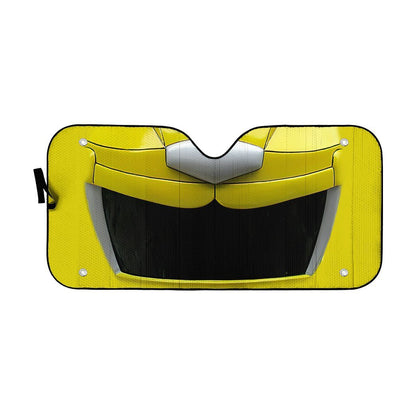 Gearhumans 3D Mighty Morphin Yellow Power Ranger Helmet Custom Car Auto Sunshade