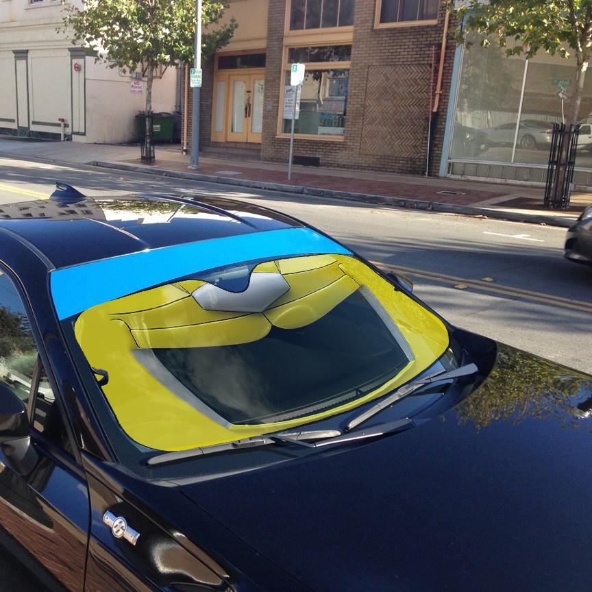 Gearhumans 3D Mighty Morphin Yellow Power Ranger Helmet Custom Car Auto Sunshade