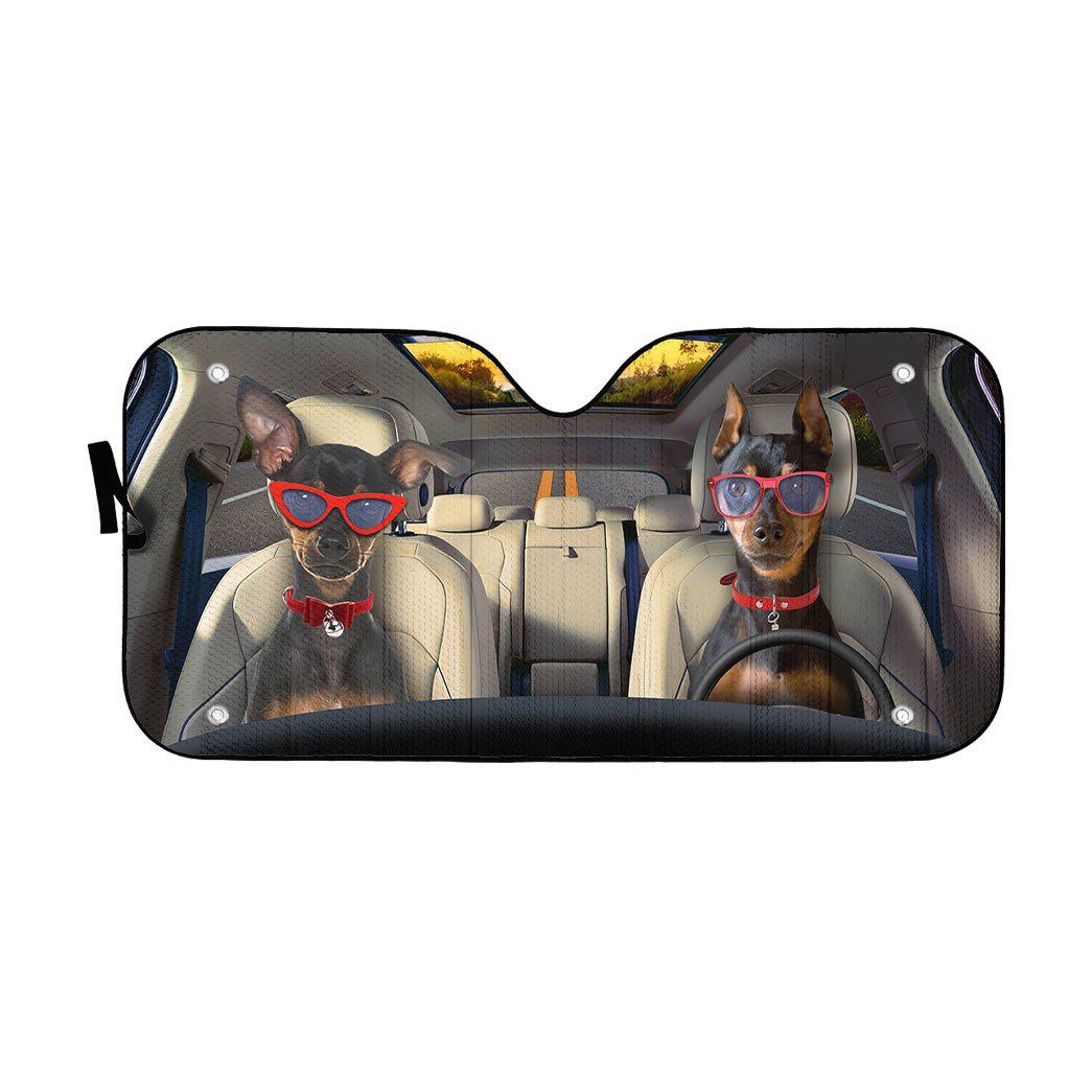 Gearhumans 3D Miniature Pinscher Dog Auto Car Sunshade