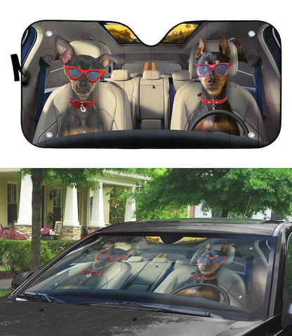 Gearhumans 3D Miniature Pinscher Dog Auto Car Sunshade