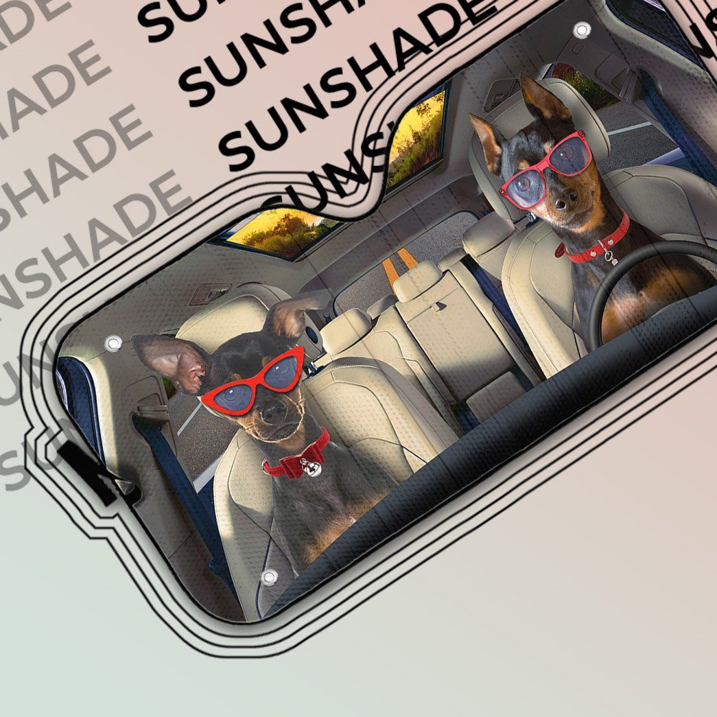 Gearhumans 3D Miniature Pinscher Dog Auto Car Sunshade