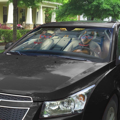 Gearhumans 3D Miniature Pinscher Dog Auto Car Sunshade