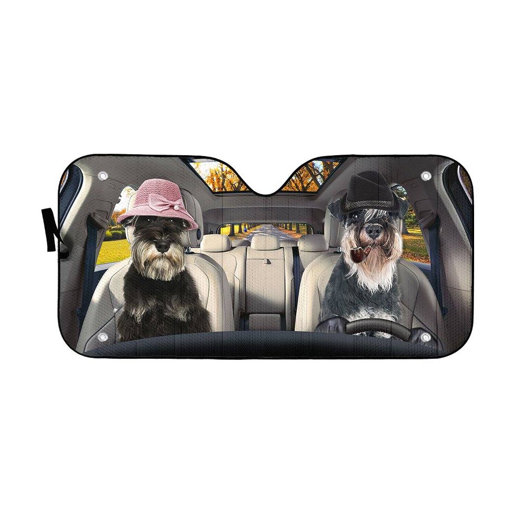 Gearhumans 3D Miniature Schnauzer Dog Auto Car Sunshade