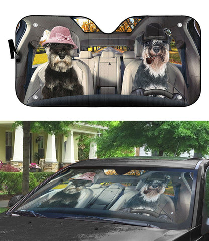 Gearhumans 3D Miniature Schnauzer Dog Auto Car Sunshade