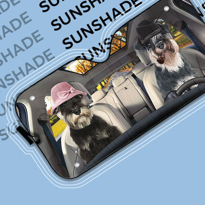 Gearhumans 3D Miniature Schnauzer Dog Auto Car Sunshade
