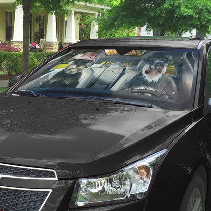 Gearhumans 3D Miniature Schnauzer Dog Auto Car Sunshade
