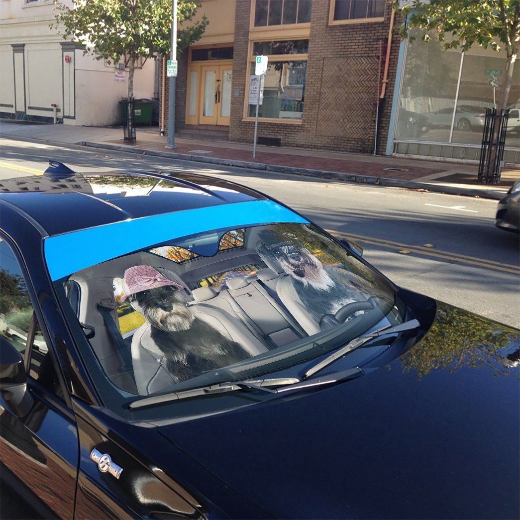 Gearhumans 3D Miniature Schnauzer Dog Auto Car Sunshade