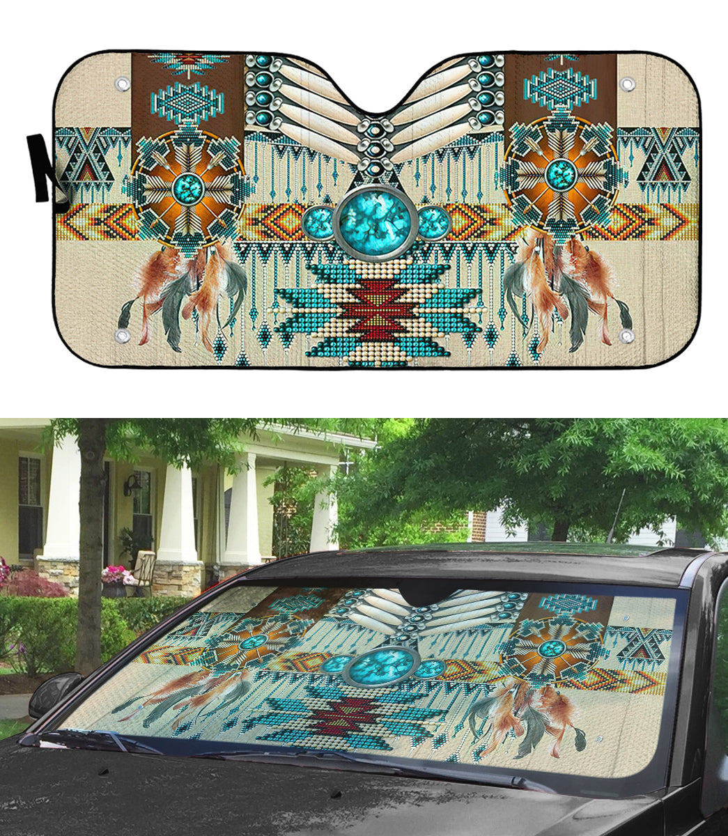 Gearhumans 3D Native American Pattern Car Auto Sunshade