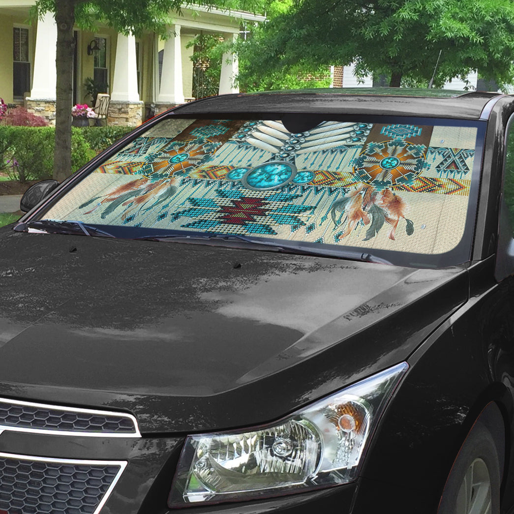 Gearhumans 3D Native American Pattern Car Auto Sunshade