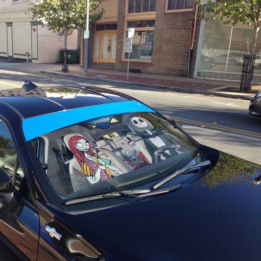 Gearhumans 3D Nightmare Before Christmas Custom Car Auto Sunshade