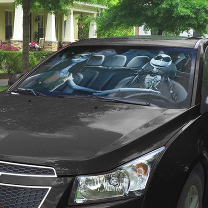Gearhumans 3D Nightmare Before Christmas Jack And Sally Custom Car Auto Sunshade