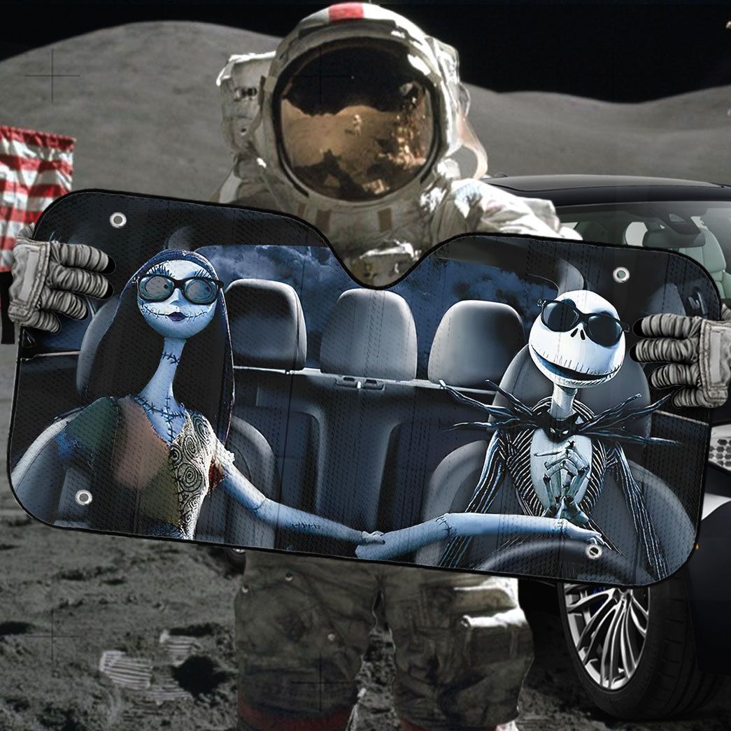 Gearhumans 3D Nightmare Before Christmas Jack And Sally Custom Car Auto Sunshade