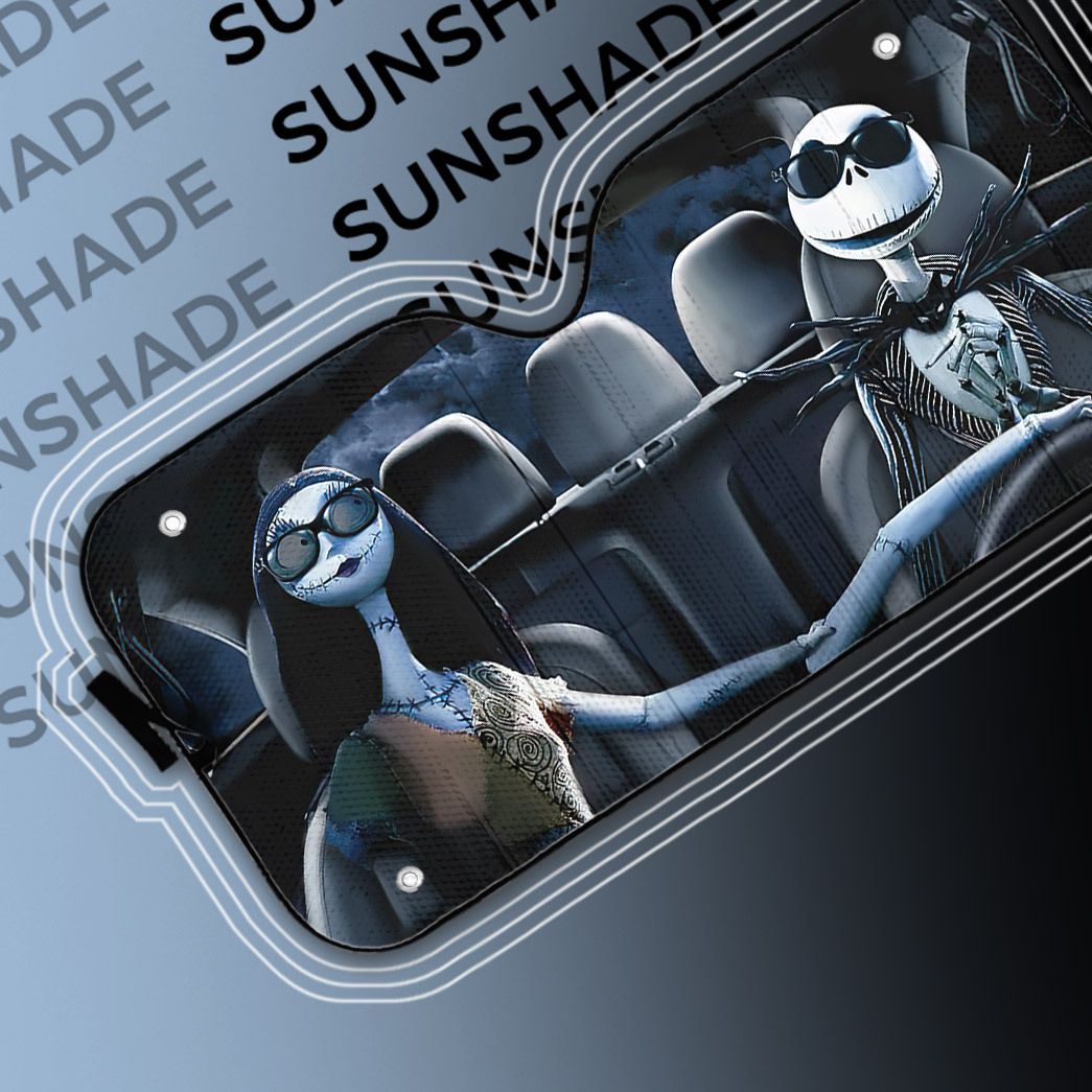 Gearhumans 3D Nightmare Before Christmas Jack And Sally Custom Car Auto Sunshade