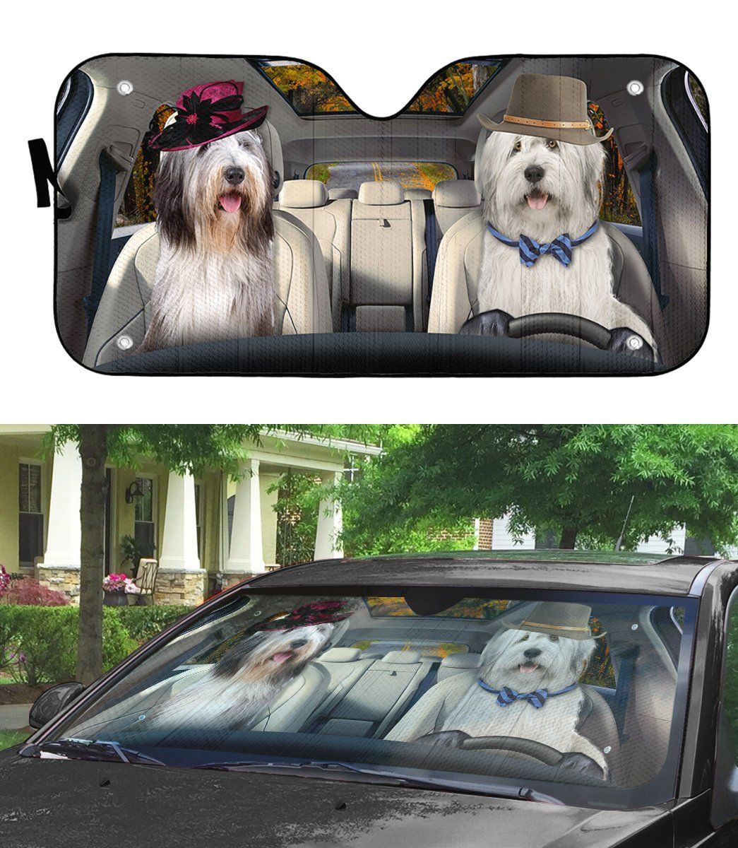 Gearhumans 3D Old English Sheepdog Dog Auto Car Sunshade