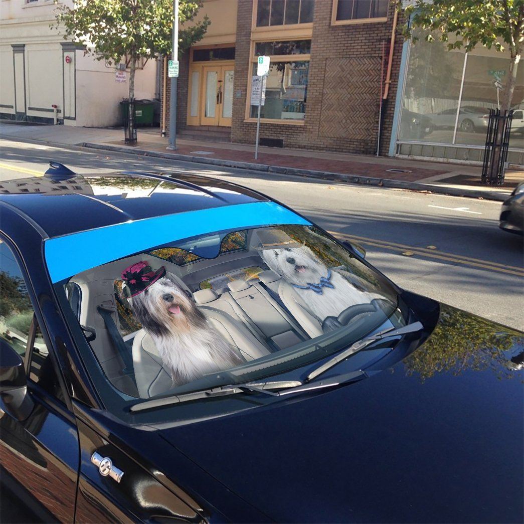 Gearhumans 3D Old English Sheepdog Dog Auto Car Sunshade