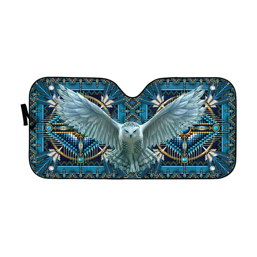 Gearhumans 3D Owl Native American Car Auto Sunshade