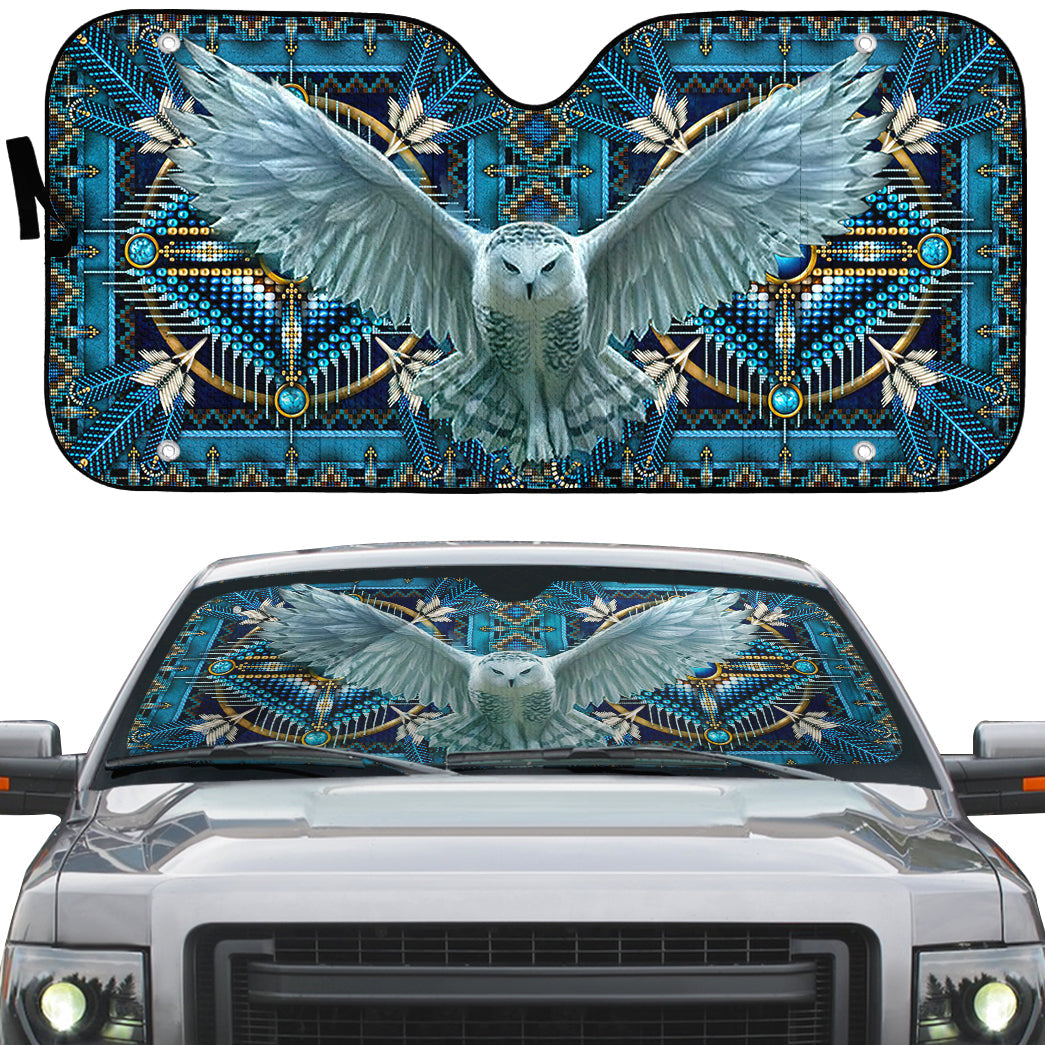 Gearhumans 3D Owl Native American Car Auto Sunshade