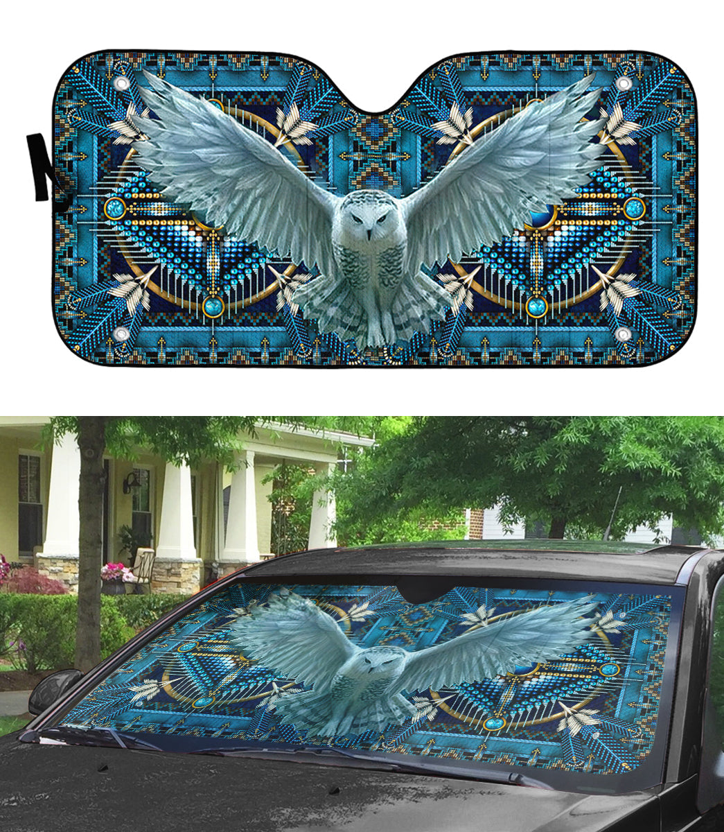 Gearhumans 3D Owl Native American Car Auto Sunshade