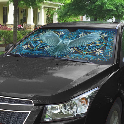 Gearhumans 3D Owl Native American Car Auto Sunshade