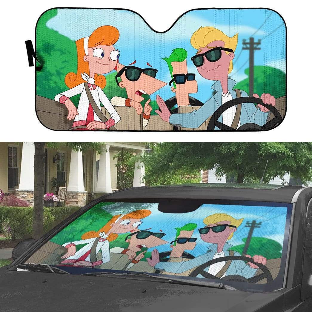 Gearhumans 3D PHINEAS AND FERB Custom Car Auto Sunshade