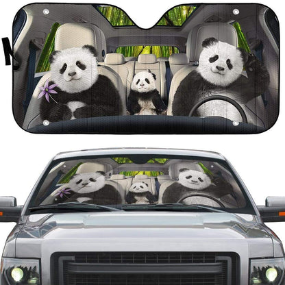 Gearhumans 3D Panda Bear Custom Car Auto Sunshade