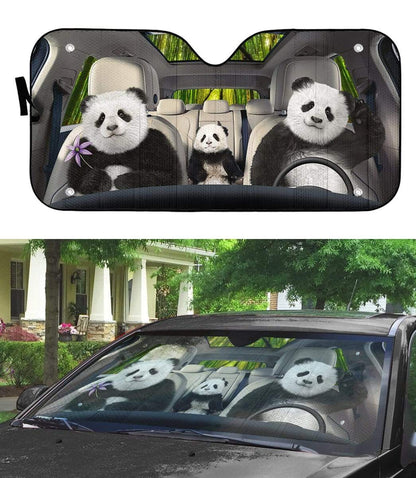 Gearhumans 3D Panda Bear Custom Car Auto Sunshade