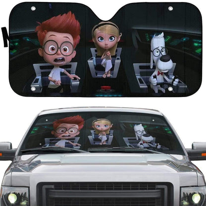 Gearhumans 3D Peabody & Sherman Custom Car Auto Sunshade