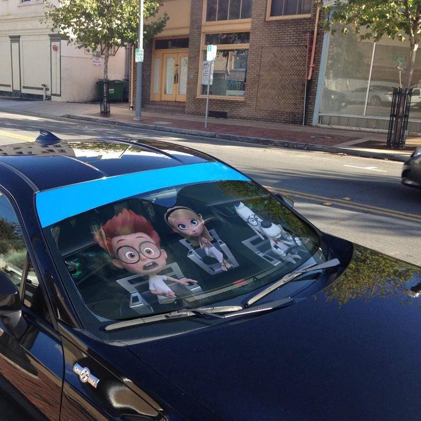 Gearhumans 3D Peabody & Sherman Custom Car Auto Sunshade
