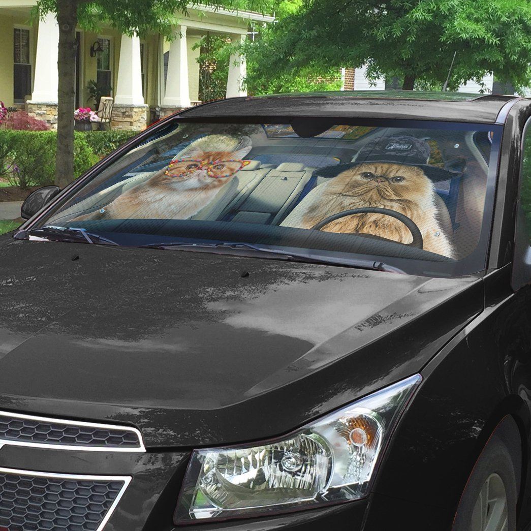 Gearhumans 3D Persian Cat Couple Auto Car Sunshade