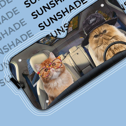 Gearhumans 3D Persian Cat Couple Auto Car Sunshade