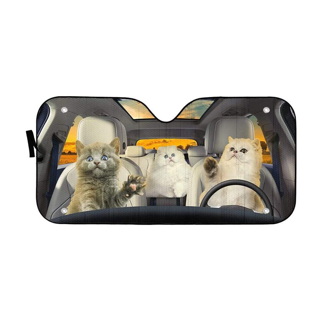 Gearhumans 3D Persian Cat Family Custom Car Auto Sunshade
