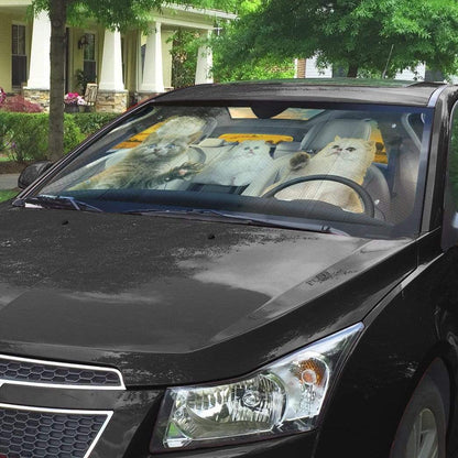 Gearhumans 3D Persian Cat Family Custom Car Auto Sunshade