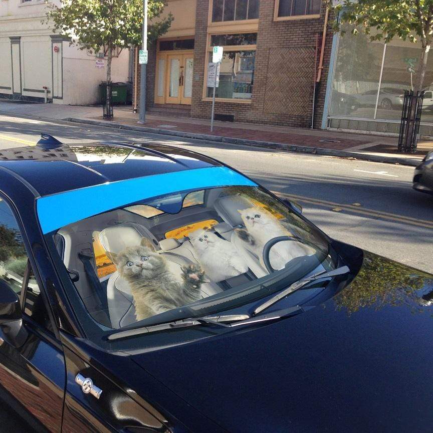 Gearhumans 3D Persian Cat Family Custom Car Auto Sunshade