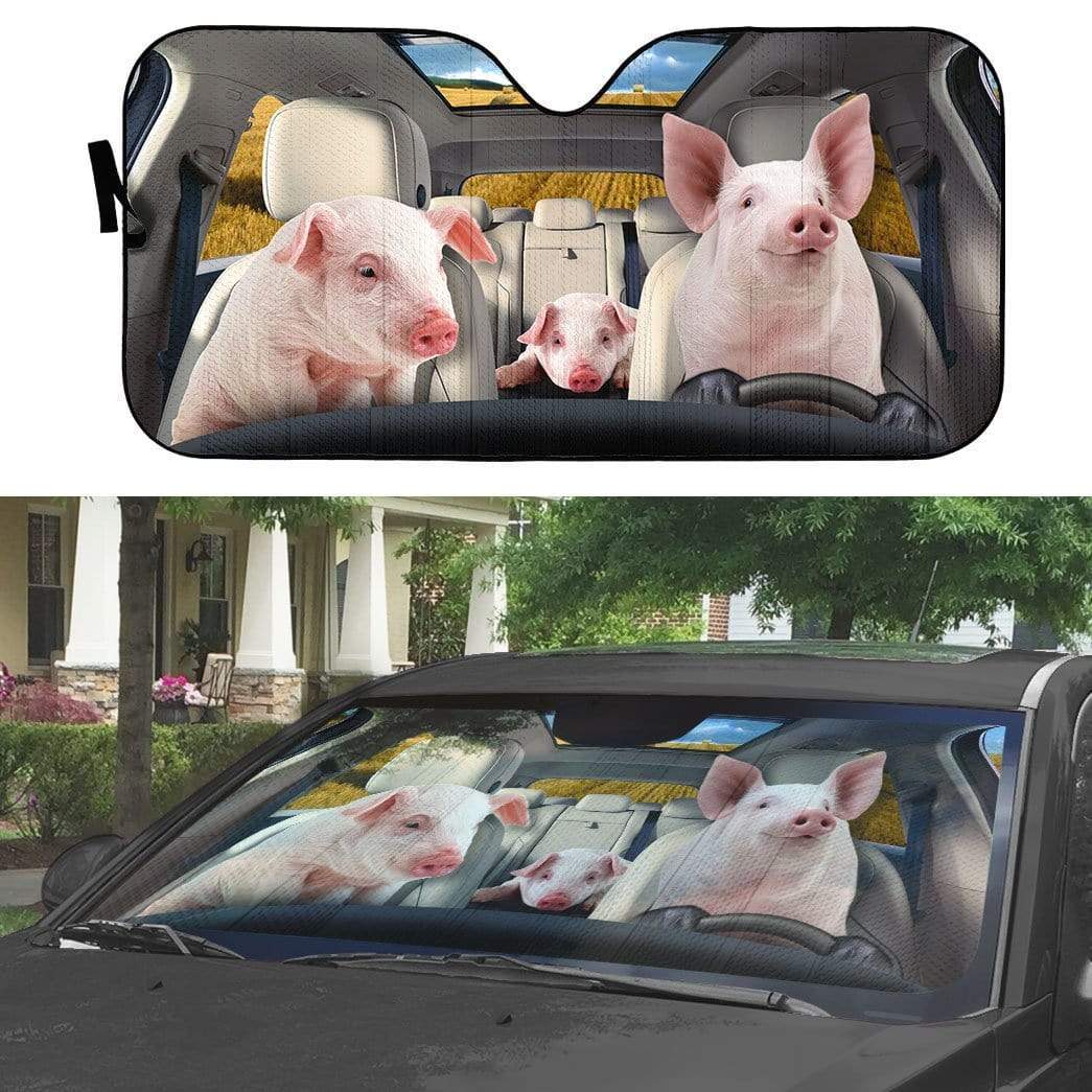 Gearhumans 3D Pigs Custom Car Auto Sunshade