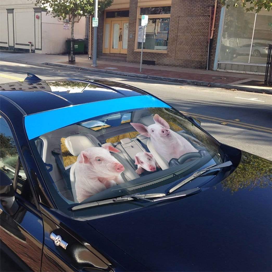 Gearhumans 3D Pigs Custom Car Auto Sunshade
