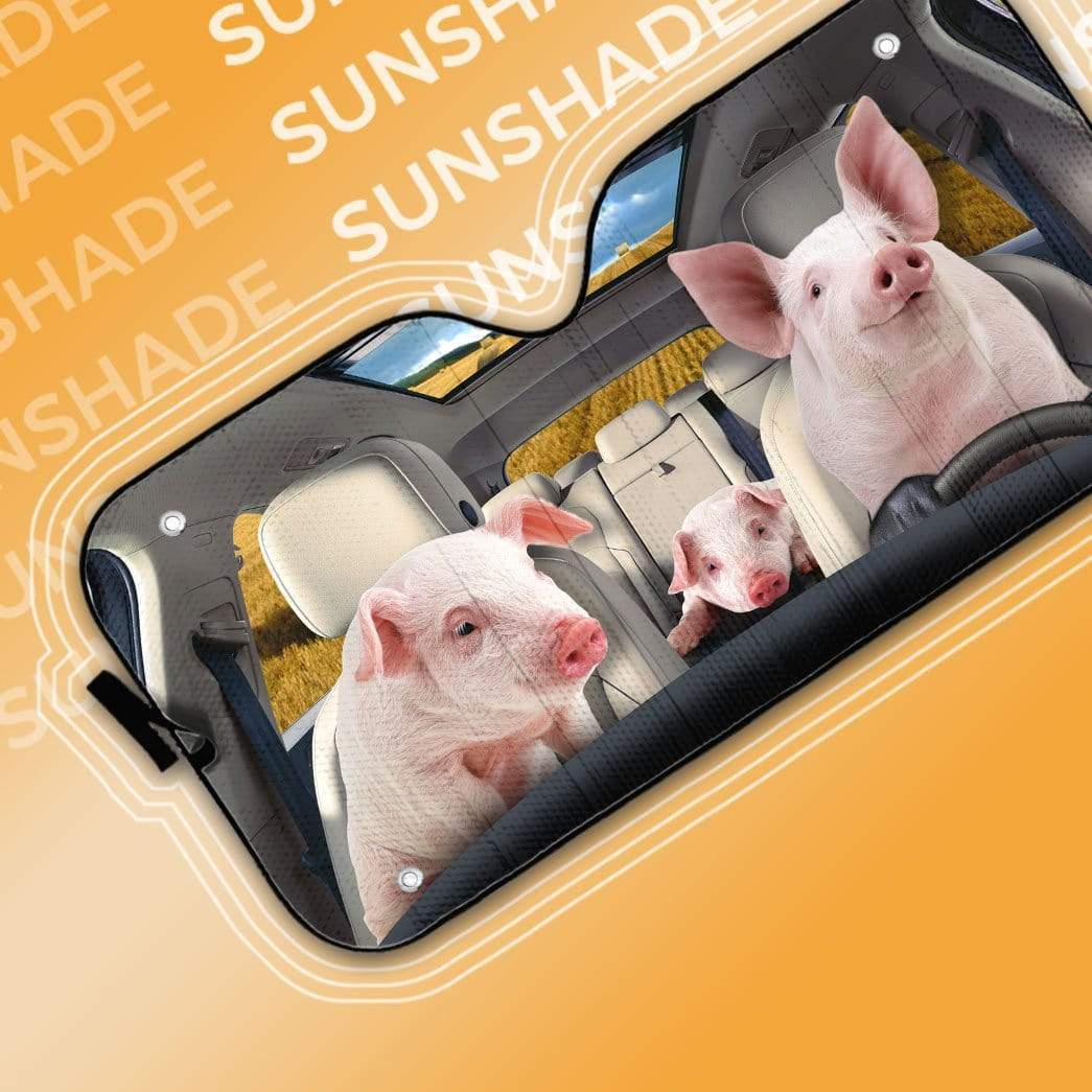 Gearhumans 3D Pigs Custom Car Auto Sunshade