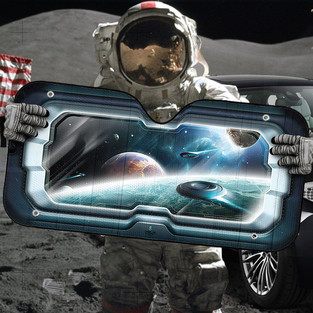 Gearhumans 3D Porthole Spaceship Custom Car Auto Sunshade