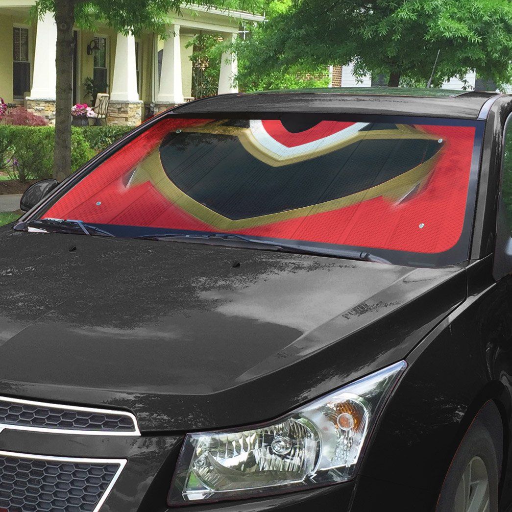 Gearhumans 3D Power Rangers Megaforce Red Ranger Helmet Custom Car Auto Sunshade