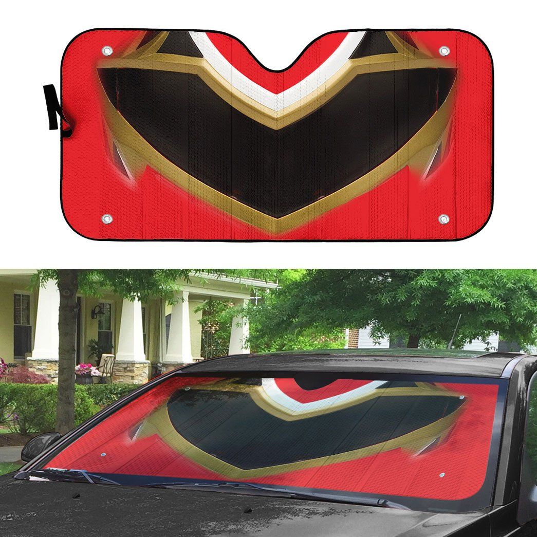 Gearhumans 3D Power Rangers Megaforce Red Ranger Helmet Custom Car Auto Sunshade