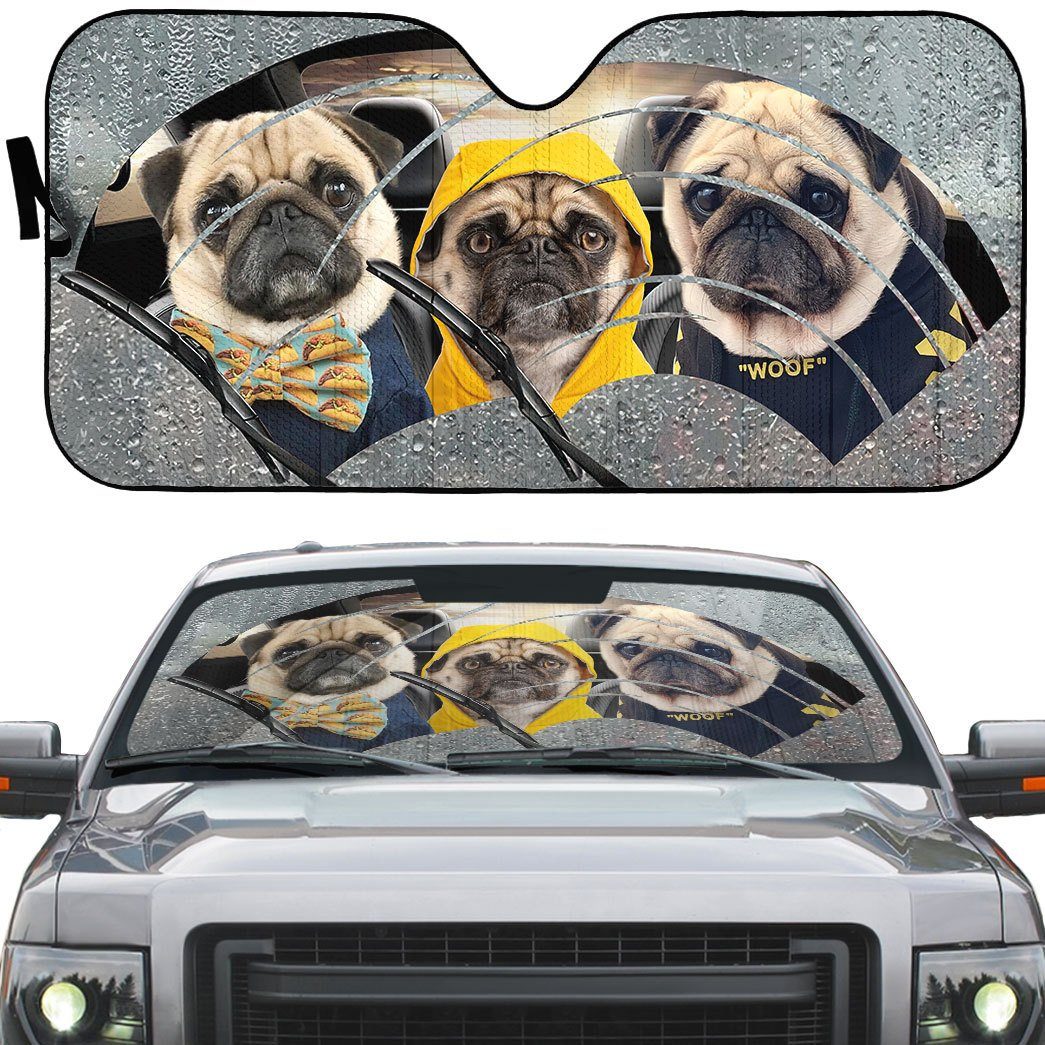 Gearhumans 3D Pugs 3 Custom Car Auto Sunshade