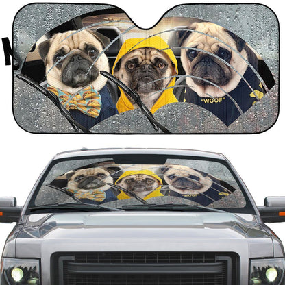 Gearhumans 3D Pugs 3 Custom Car Auto Sunshade