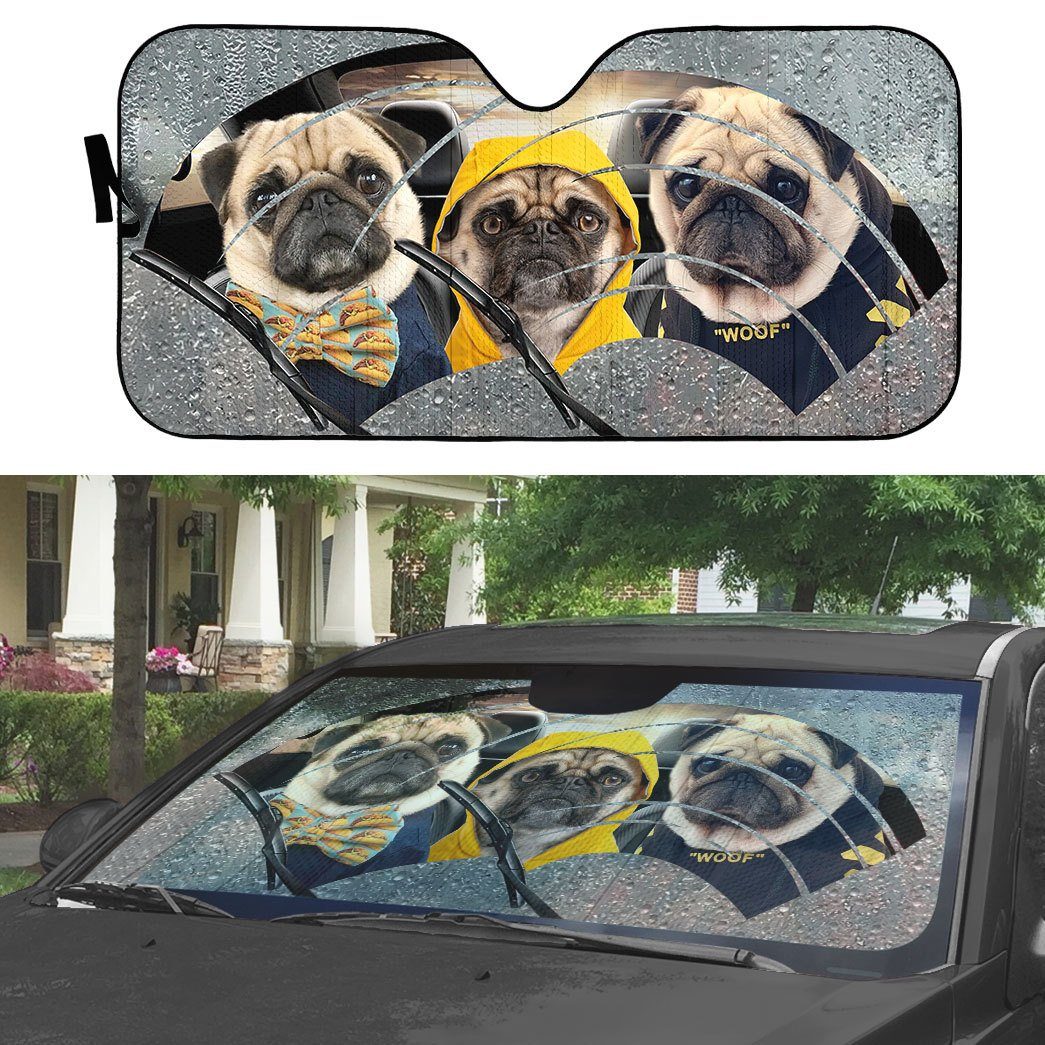 Gearhumans 3D Pugs 3 Custom Car Auto Sunshade
