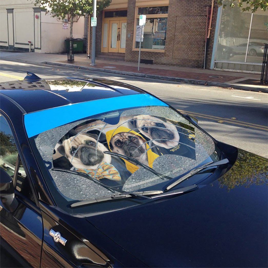 Gearhumans 3D Pugs 3 Custom Car Auto Sunshade
