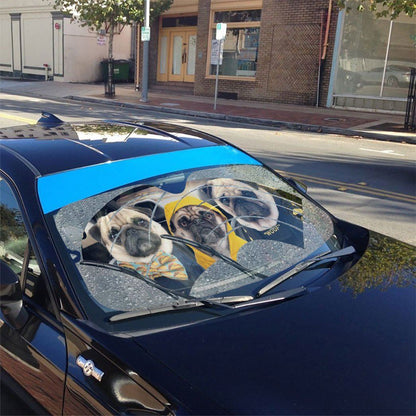 Gearhumans 3D Pugs 3 Custom Car Auto Sunshade