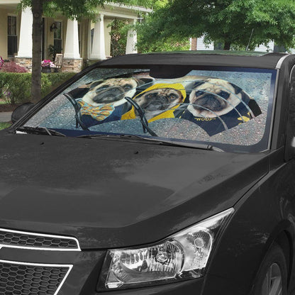 Gearhumans 3D Pugs 3 Custom Car Auto Sunshade