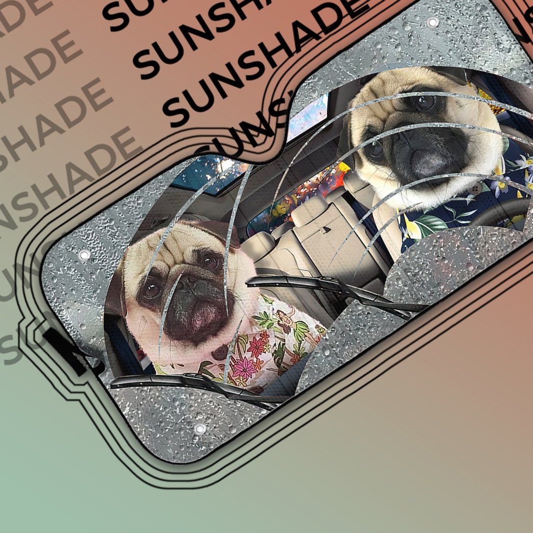 Gearhumans 3D Pugs Rain Custom Car Auto Sunshade